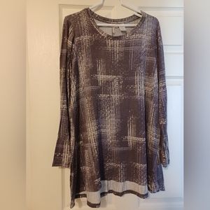 LOGO By Lori Goldstein Womens Size 1X Gray Graphic print tunic top
